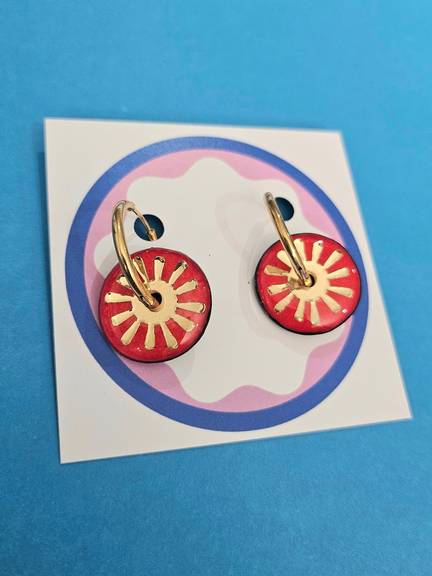Sunburst hoop dangles *choose colourway*
