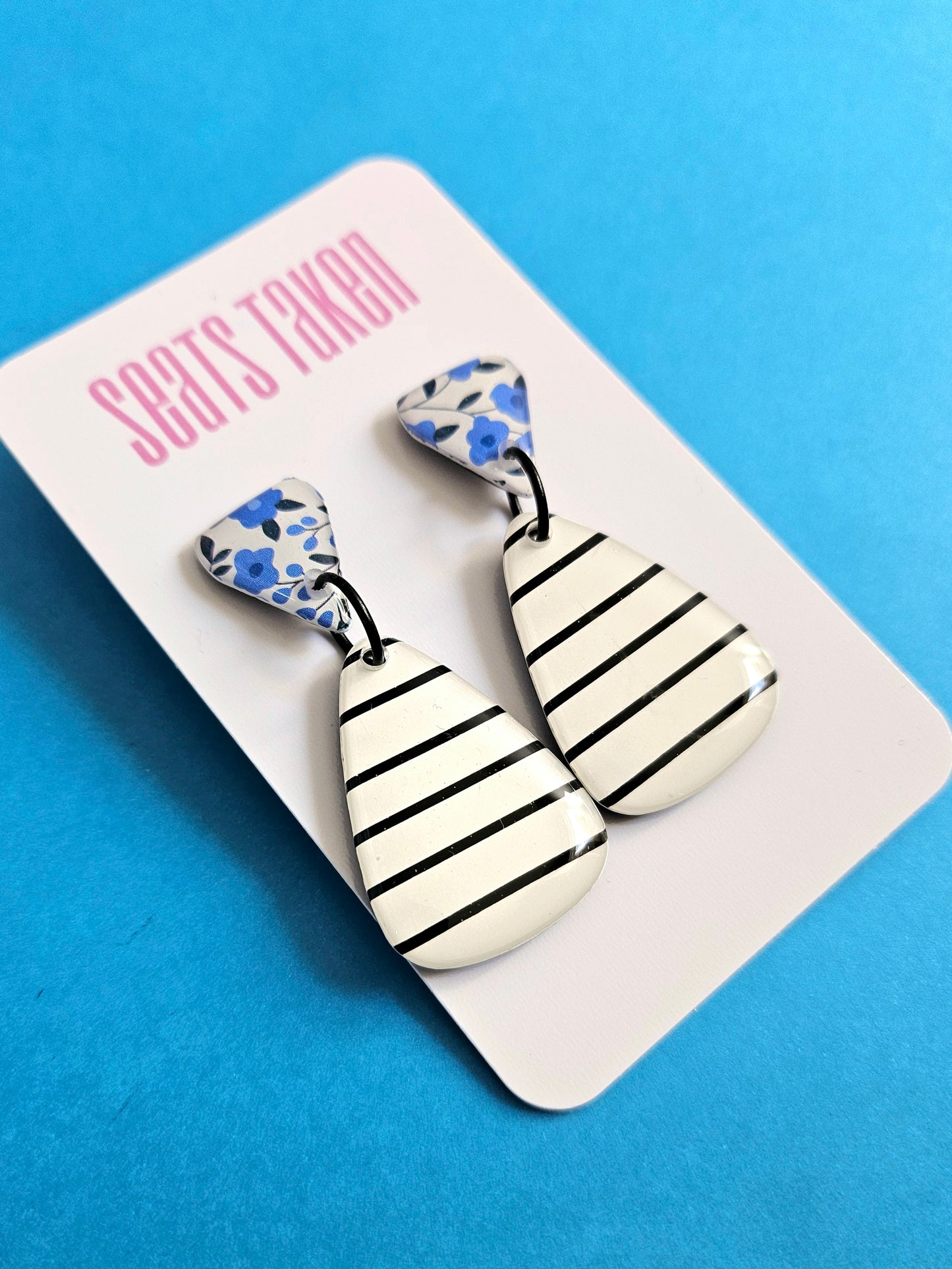 Petit floral stripe dangles