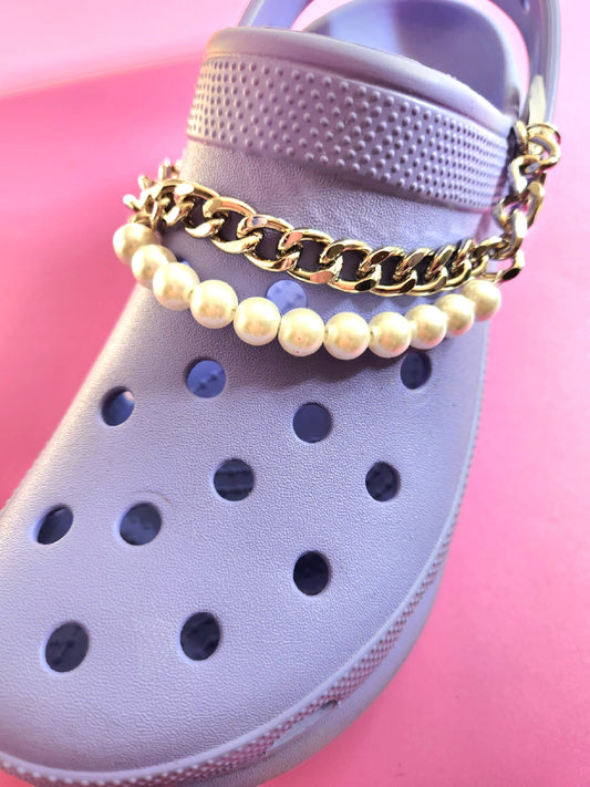 Croc pearl/silver chain