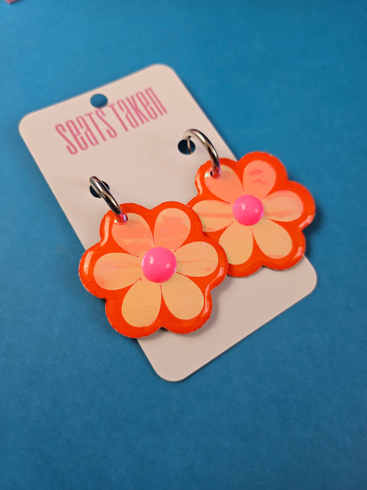 Retro flower statement hoops