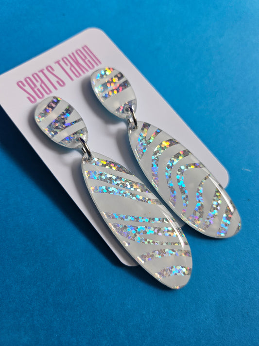Zebra disco Lucy long drop dangles