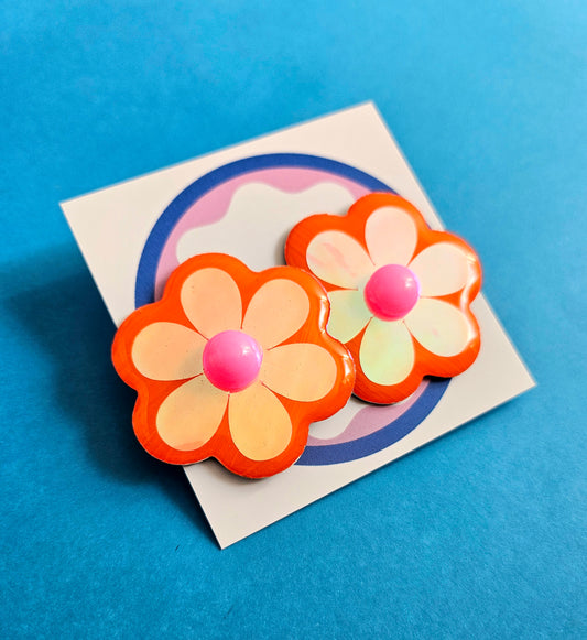 Retro flower statment studs