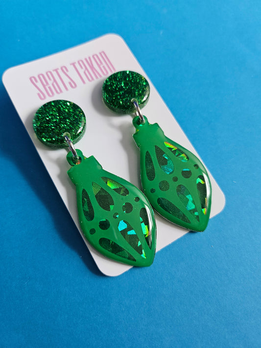 Green Christmas bauble dangles