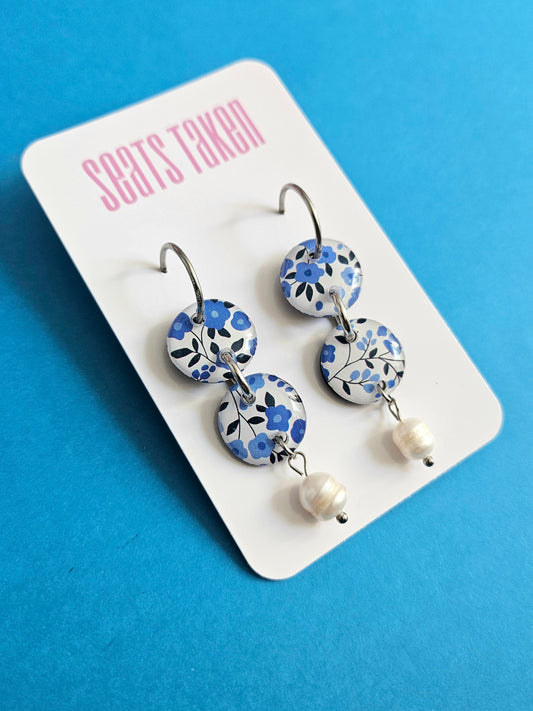 Petit floral mini hoop dangles