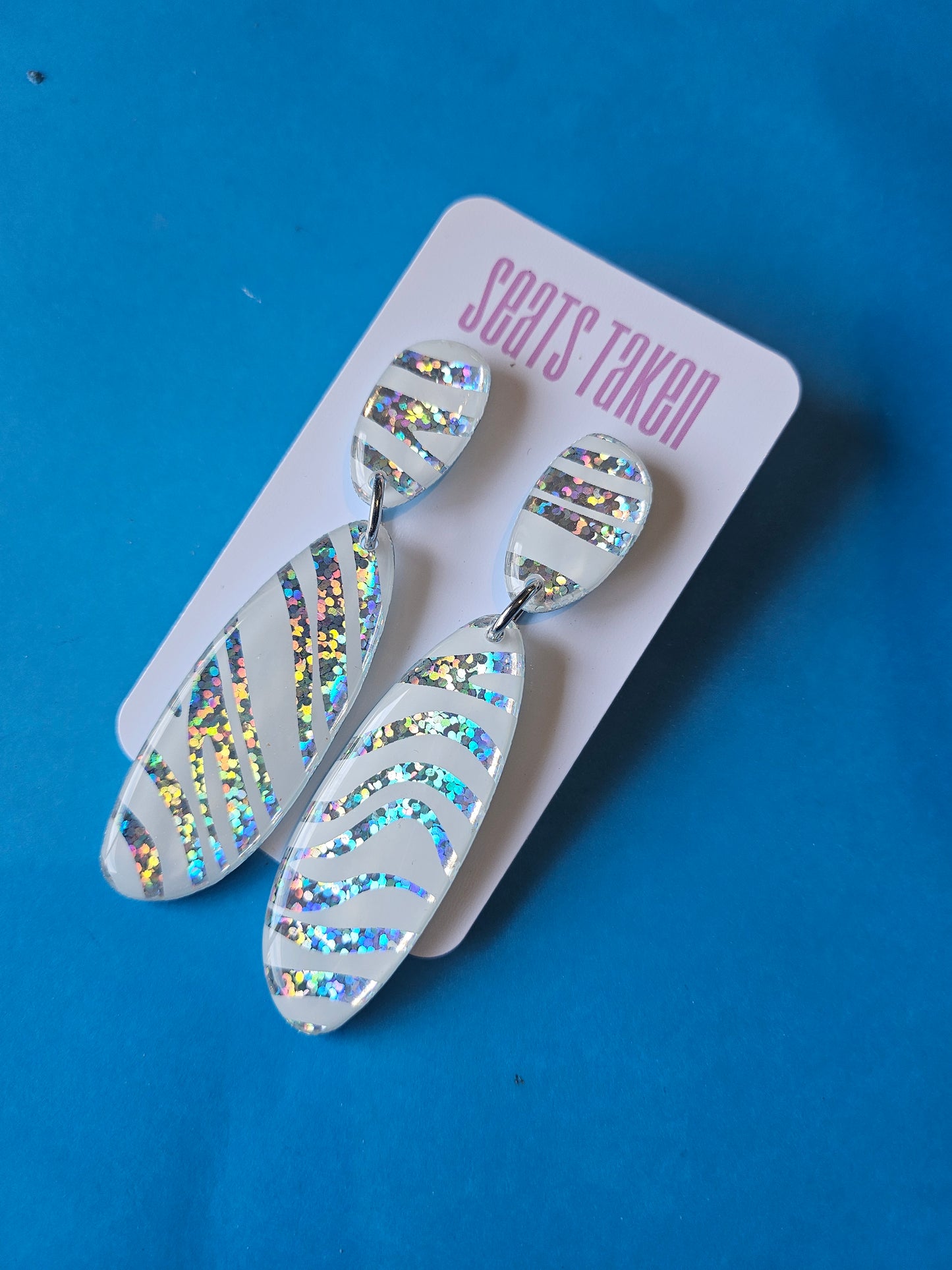 Zebra disco Lucy long drop dangles