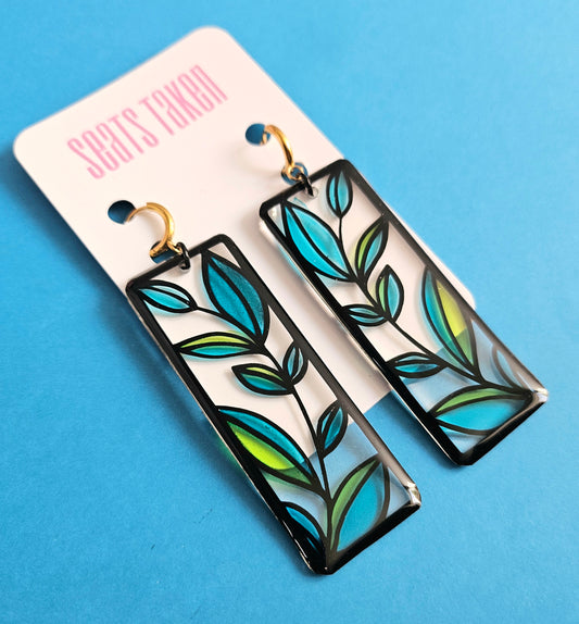 Stained glass leafy dangles