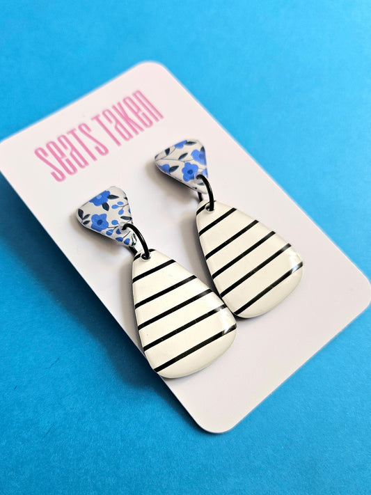 Petit floral stripe dangles