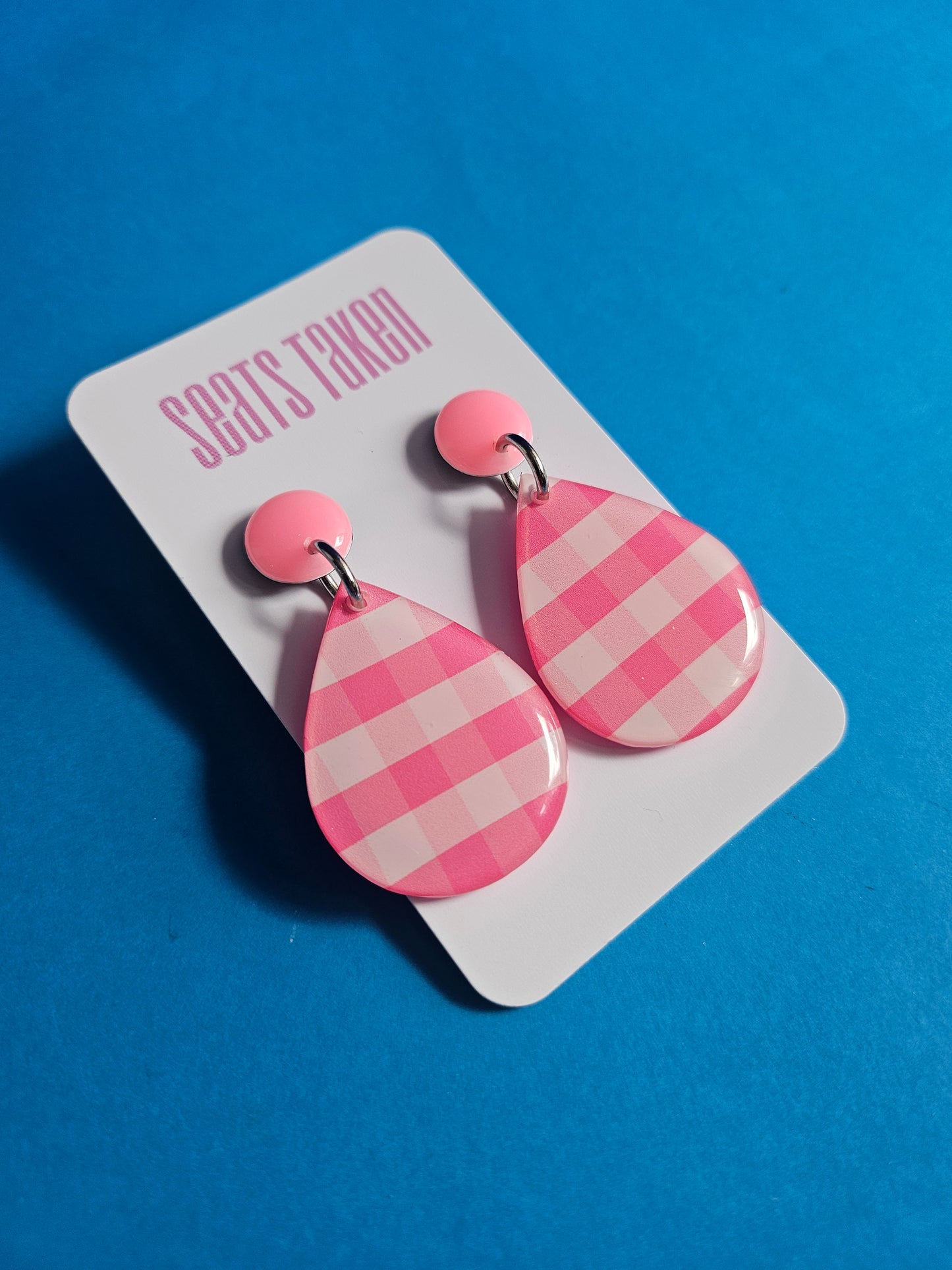 Gingham small drop dangles
